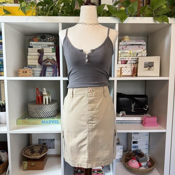 Vintage 90s Y2K Abercrombie High Rise Cargo Mini skirt 100% cotton size Large - Picture 9 of 9